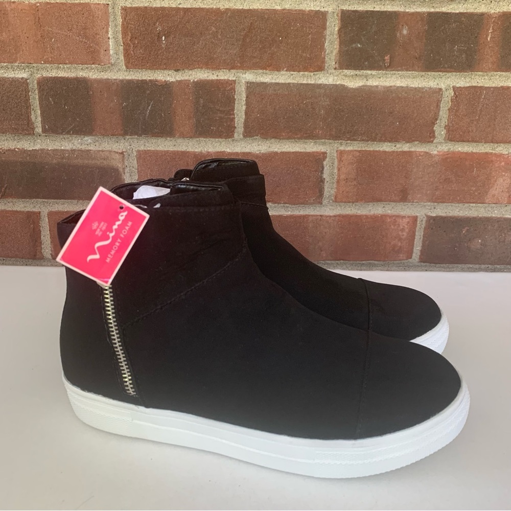 Nina Womens Adley Black Fabric Casual and Fashion High Top Sneakers US 6 M